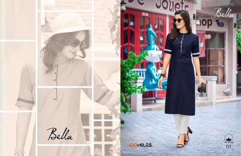 100 MILES PRESENTS BELLA PURE COTTON FABRIC FANCY WEAR KURTI WHOLESALE BEST RATE BY GOSIYA EXPORTS SURAT (2)