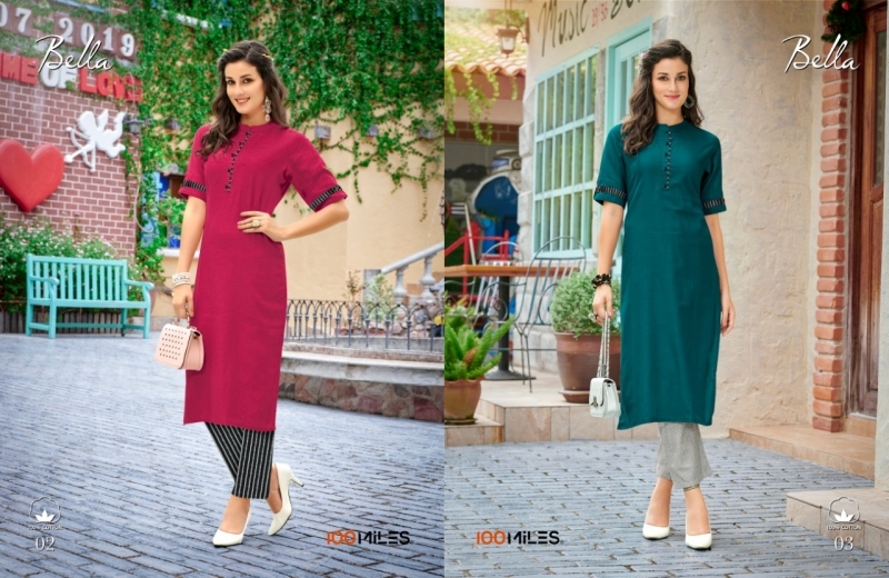 100 MILES PRESENTS BELLA PURE COTTON FABRIC FANCY WEAR KURTI WHOLESALE BEST RATE BY GOSIYA EXPORTS SURAT (4)