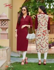 100 MILES TENDER CATALOGUE DESIGNER KURTI WITH PRINTED BACK COLLECTION WHOLESALE BEST RATE BY GOSIYA EXPORTS SURAT