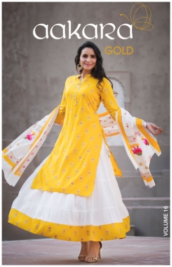 AAKARA GOLD VOL 16 KURTI WITH PANT PLAZO SHARARA AND DUPATTA WHOLESALE DEALER BEST RATE BY GOSIYA EXPORTS  (1)