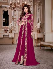 AASHIRWAD CREATION SHAMITA GOLD GEORGETTE EMBROIDERED PARTY WEAR SUITS WHOLESALER BEST RATE BY GOSIYA EXPORTS SURAT