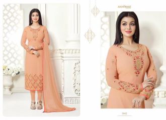 AASHIRWAD CREATIONS SAFFRON VOL 3 GEORGETTE STRAIGHT SUITS WHOLESALE BEST RATE BY GOSIYA EXPORTS SURAT (2)