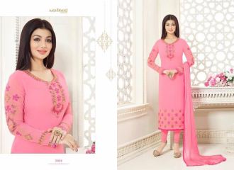 AASHIRWAD CREATIONS SAFFRON VOL 3 GEORGETTE STRAIGHT SUITS WHOLESALE BEST RATE BY GOSIYA EXPORTS SURAT (4)