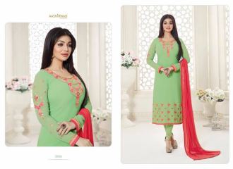 AASHIRWAD CREATIONS SAFFRON VOL 3 GEORGETTE STRAIGHT SUITS WHOLESALE BEST RATE BY GOSIYA EXPORTS SURAT (6)