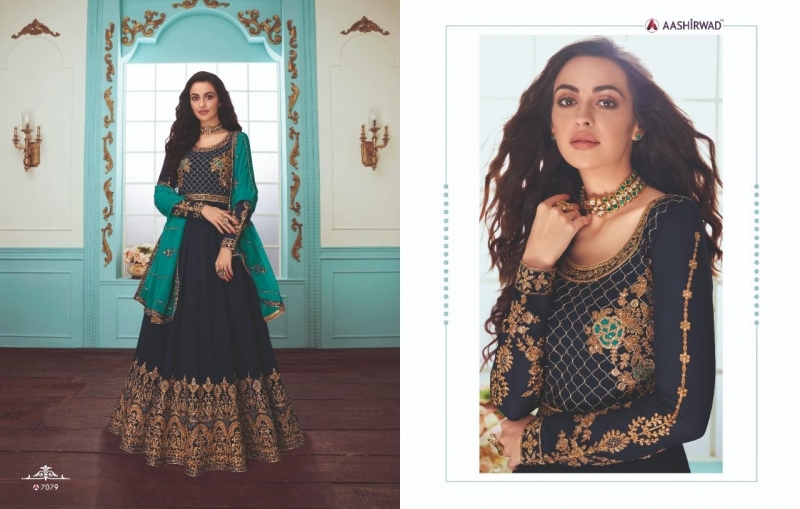 AASHIRWAD KARISHMA HEAVY GEROGETTE GOWN WITH EMBROIDERED DUPATTA WHOLESALE DEALER BEST RATE BY GOSIYA EXPORTS SURAT (5)