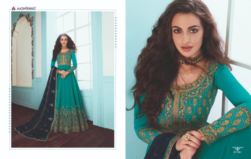 AASHIRWAD KARISHMA HEAVY GEROGETTE GOWN WITH EMBROIDERED DUPATTA WHOLESALE DEALER BEST RATE BY GOSIYA EXPORTS SURAT (8)