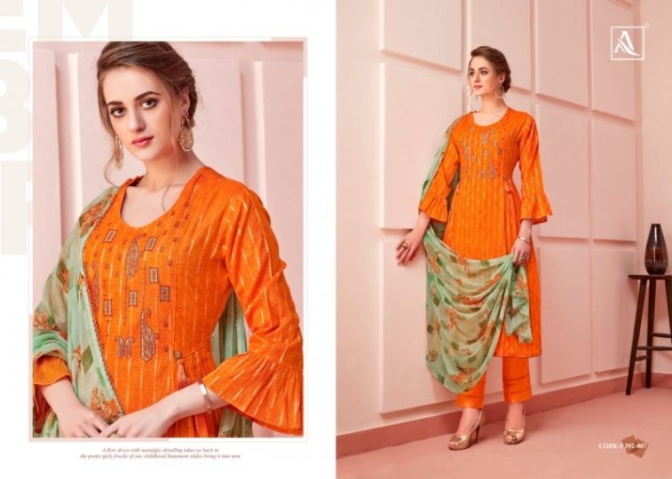 ALOK PRESENTS MIRAKI CATALOGUE FANCY COTTON EMBROIDERY WORK WHOLESALE SUITS COLLECTION DEALER BEST RATE BY GOSIYA EXPORTS SU (13)