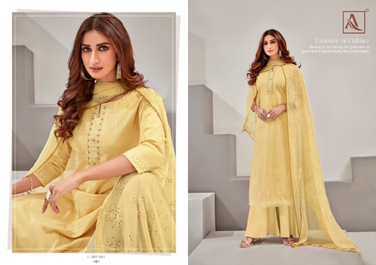 ALOK SUIT BLOOM GOLD LAWN COTTON FABRIC WITH DIGITAL PRINT SALWAR SUIT  (1)