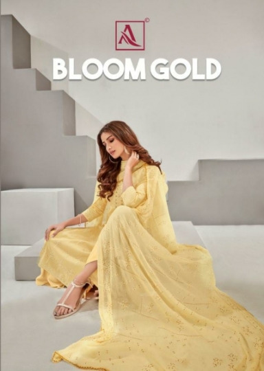 ALOK SUIT BLOOM GOLD LAWN COTTON FABRIC WITH DIGITAL PRINT SALWAR SUIT  (10)