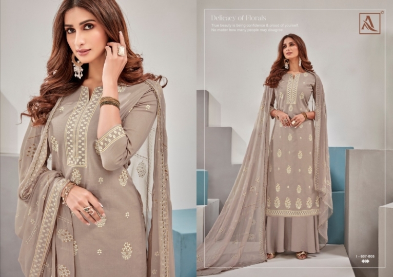 ALOK SUIT BLOOM GOLD LAWN COTTON FABRIC WITH DIGITAL PRINT SALWAR SUIT  (5)