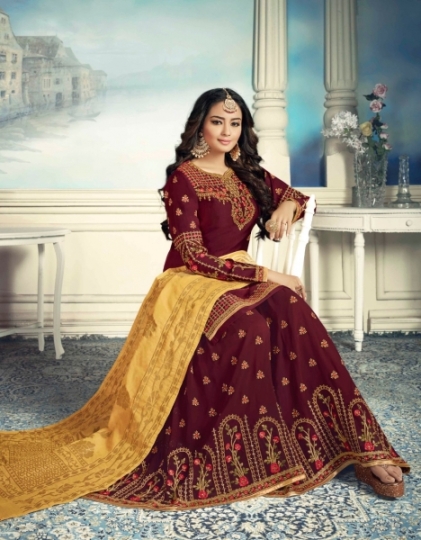 AMIRAH SHARARA GEORGETTE FABRIC WITH HEAVY WORK SUITS WHOLESALE DEALER BEST RATE BY GOSIYA EXPORTS SURAT (3)