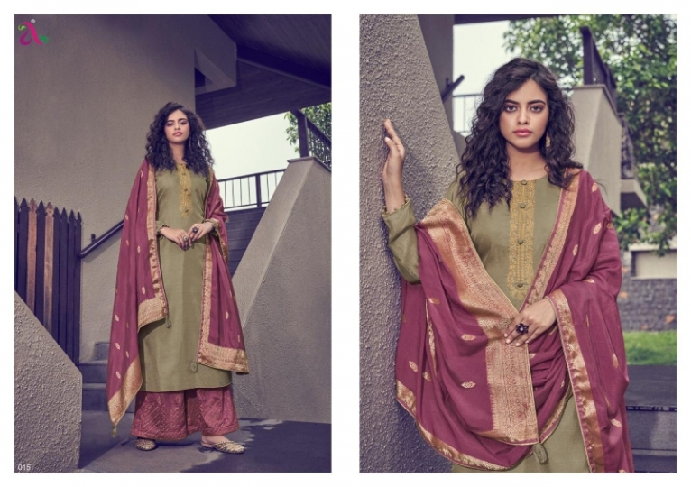 ANGROOP PLUS PRESENTS SCARLET TUSSAR SILK SATIN FABRIC EMBROIDERY WORK SALWAR KAMEEZ WHOLESALE DEALER BEST