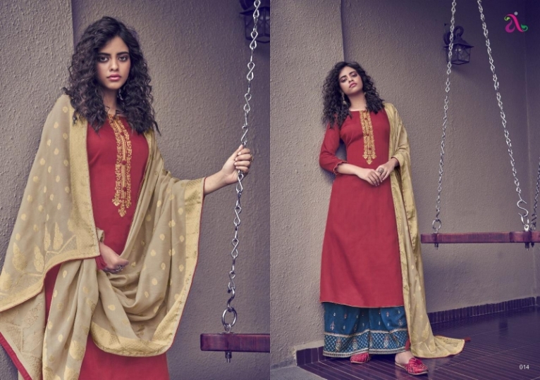 ANGROOP PLUS PRESENTS SCARLET TUSSAR SILK SATIN FABRIC EMBROIDERY WORK SALWAR KAMEEZ WHOLESALE DEALER BEST RA (1)