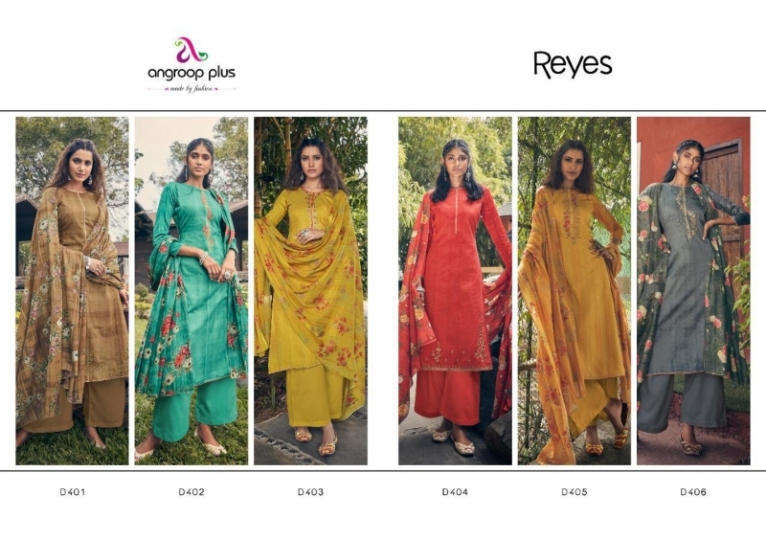 ANGROOP PLUS REYES PURE JAM SILK COTTON HEAVY EMBROIDERY SUIT WITH MAL DUPATTA WHOLESALE DEALER BEST RATE BY GOS (1)