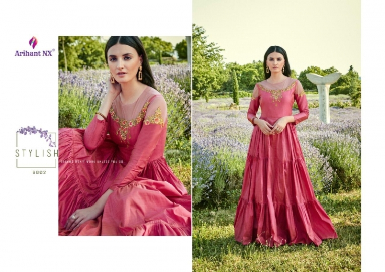 ARIHANT FIZA SILK COTTON FANCY LONG GOWN COLLECTION WHOLESALE DEALER BEST RATE BY GOSIYA EXPORT SURAT (14)