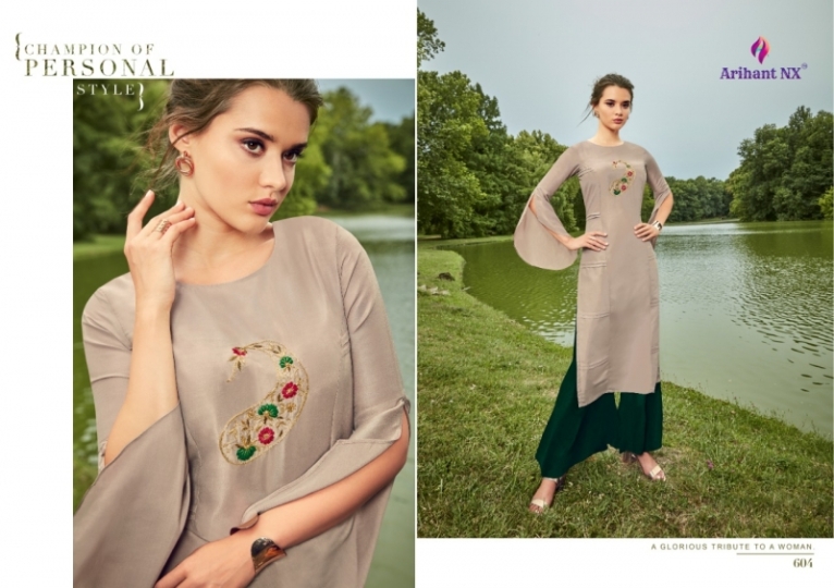 ARIHANT NX BY VAMIKA GLORIOUS MASLIN SILK FABRIC TOP WITH PLAZZO WHOLESALE DEALER BEST RATE BY GOSIYA EXPORTS SURAT (14)