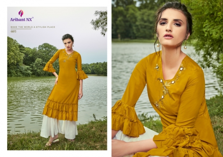 ARIHANT NX BY VAMIKA GLORIOUS MASLIN SILK FABRIC TOP WITH PLAZZO WHOLESALE DEALER BEST RATE BY GOSIYA EXPORTS SURAT (5)