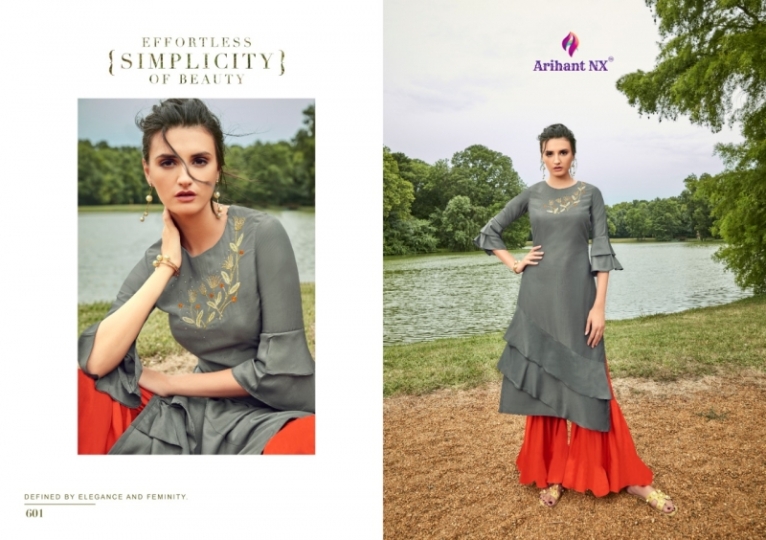 ARIHANT NX BY VAMIKA GLORIOUS MASLIN SILK FABRIC TOP WITH PLAZZO WHOLESALE DEALER BEST RATE BY GOSIYA EXPORTS SURAT (6)