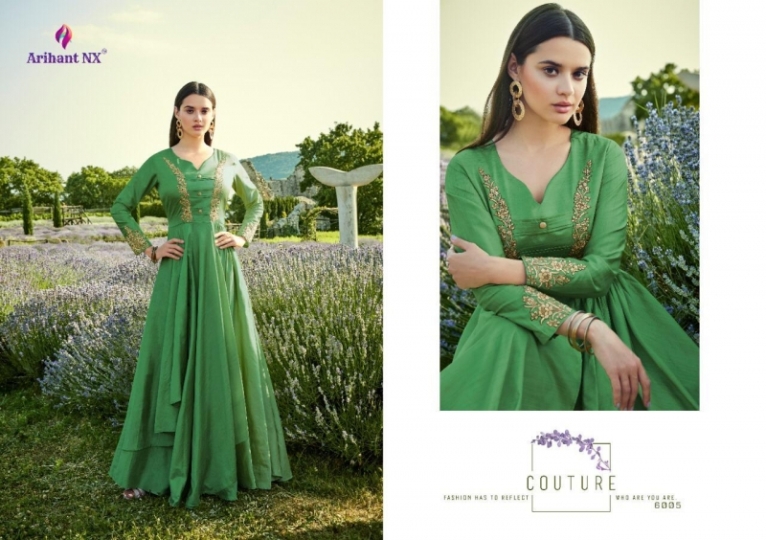 ARIHANT NX BY VAMIKA PRESENTS FIZA FANCY SILK COTTON FABRIC GOWN STYLE WHOLESALE DEALER BEST RATE BY GOSIYA EXPORTS SURAT