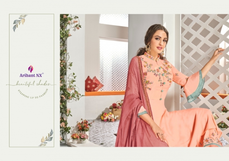 ARIHANT NX CHAHAT VOL 1 MAKLIN PLAZZO STYLE READYMADE SUIT COLLECTION WHOLESALE DEALER BEST RATE BY GOSIYA EXPORTS SURAT (11)