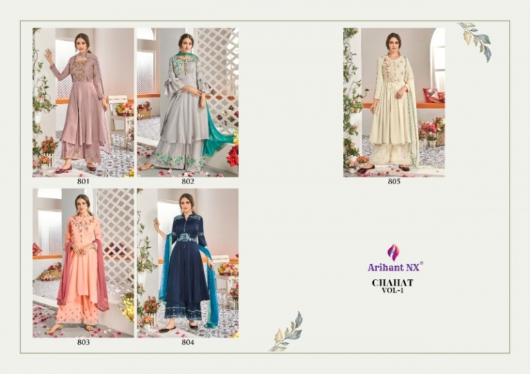 ARIHANT NX CHAHAT VOL 1 MAKLIN PLAZZO STYLE READYMADE SUIT COLLECTION WHOLESALE DEALER BEST RATE BY GOSIYA EXPORTS SURAT (13)