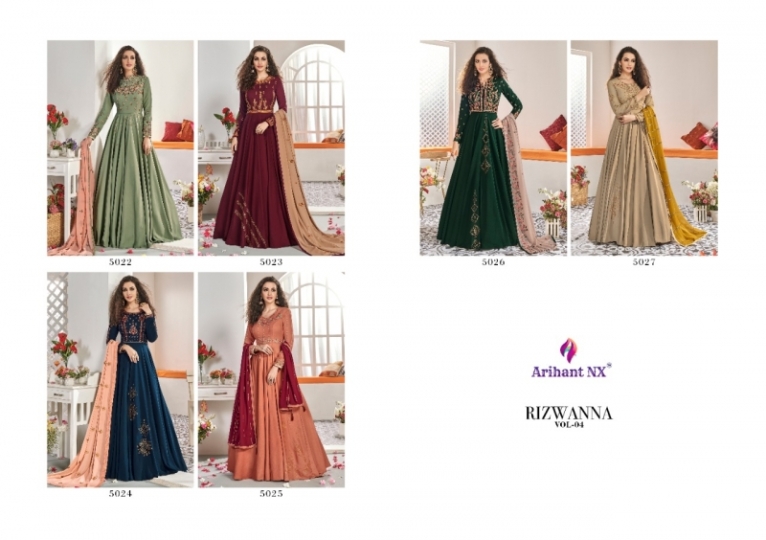 ARIHANT NX PRESENTS RIZWANA VOL 4 VISCOSE SILK FABRIC WITH DAIMOND WORK GOWN STYLE READYMADE SUIT W (1)