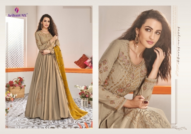 ARIHANT NX PRESENTS RIZWANA VOL 4 VISCOSE SILK FABRIC WITH DAIMOND WORK GOWN STYLE READYMADE SUIT