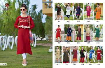 BAANVI GOONJ COTTON SLUB WITH EMBROIDERED FANCY KURTIS COLLECTION WHOLESALE SUPPLIER BEST RATE BY GOSIYA EXPORTS SURAT (9)