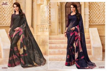 BELA FASHION OLIVINE GEORGETTE SATIN PRINTS SAREES WHOLESALE SUPPLIER BEST RATE BY GOSIYA EXPORTS SURAT (2)
