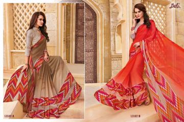 BELA FASHION OLIVINE GEORGETTE SATIN PRINTS SAREES WHOLESALE SUPPLIER BEST RATE BY GOSIYA EXPORTS SURAT (3)