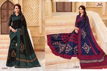 BELA FASHION OLIVINE GEORGETTE SATIN PRINTS SAREES WHOLESALE SUPPLIER BEST RATE BY GOSIYA EXPORTS SURAT (6)