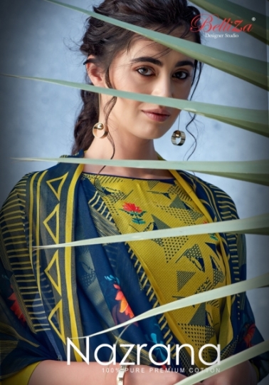 BELLIZA DESIGNER STUDIO BRINGS NAZRANA PURE COTTON PRINTED DRESS MATERIAL WHOLESALE DEALER BEST RATE BY GOSIYA EXPORT SURAT