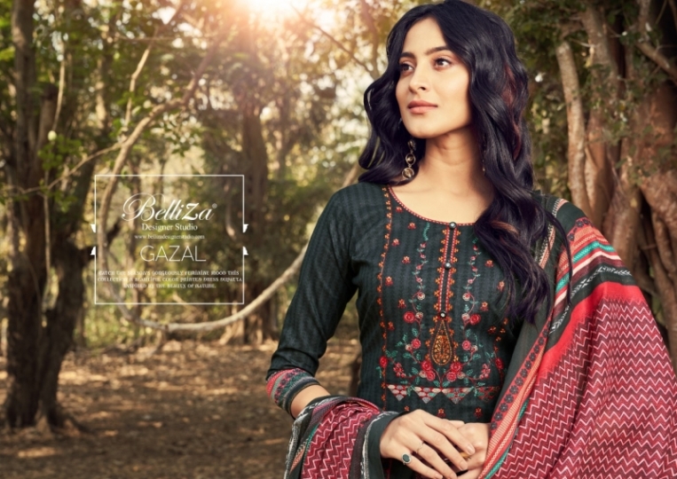 Belliza gazal cotton digital print with surat (7)