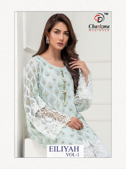 CHARIZMA DESIGNER PRESENTS EILIYAH VOL 1 NET GEORGETTE FABRIC WITH EMBROIDERY SALWAR SUIT DEALER BEST RATE BY (1)