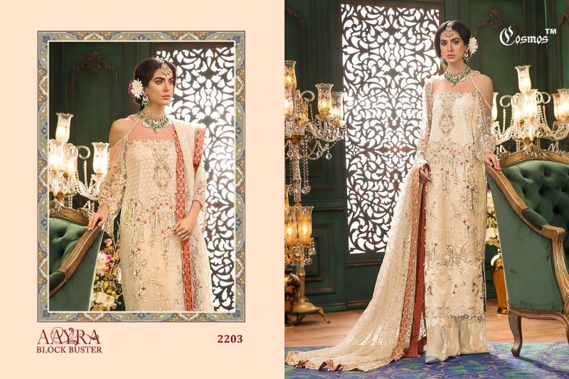 COSMOS AAYRA BLOCK BUSTER NET EMBROIDERED PAKISTANI STYLE DRESSES BEST RATE BY GOSIYA EXPORTS SURAT (5)