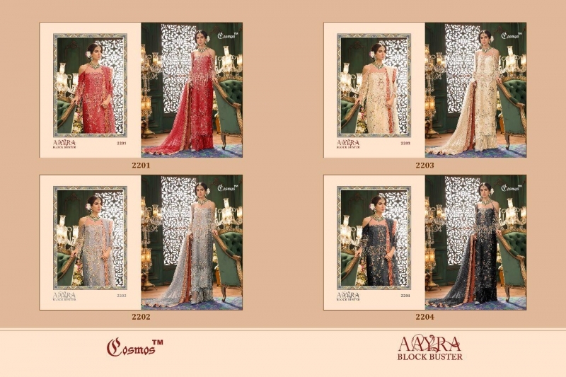 COSMOS AAYRA BLOCK BUSTER NET EMBROIDERED PAKISTANI STYLE DRESSES BEST RATE BY GOSIYA EXPORTS SURAT (6)