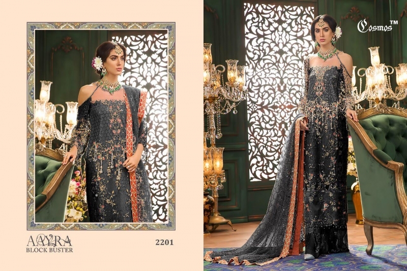 COSMOS AAYRA BLOCK BUSTER NET EMBROIDERED PAKISTANI STYLE DRESSES BEST RATE BY GOSIYA EXPORTS SURAT (7)