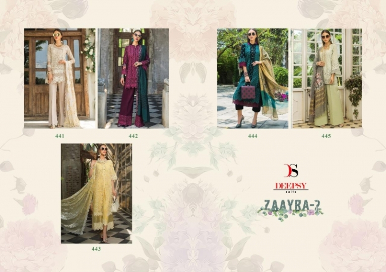 DEEPSY LAUNCH ZAAYRA VOL-2 441-445 SERIES COTTON PAKISTANI SUITS WHOLESALER BEST RATE BY GOSIYA EXPORTS SURAT (1)