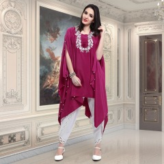 DESIGNER KAFTAN WITH EMBROIDERED WORK WITH TULIP PANTS WHOLESALE BEST RATE SURAT (2)
