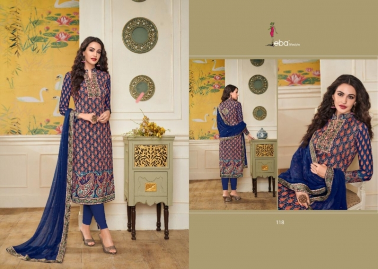 EBA LIFESTYLE LAUNCH SIMRAN VOL 2 CHININ DIGITAL PRINTS WITH HANDWORK SALWAR SUIT WHOLESALE DEALER BEST RATE BY GOSIYA EXPORTS SU