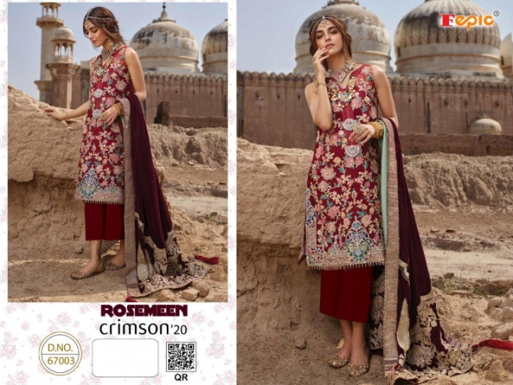 FEPIC ROSMEEN CRIMSON 20 PAKISTANI SALWAR SUIT GEORGETTE HEAVY WEDDING WEAR WHOLESALE DEALER BEST RATE BY GOSIYA EXPORTS SURAT (3)