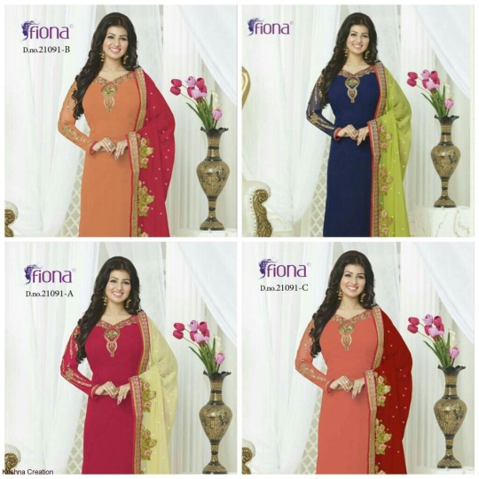 FIONA 21091 NEW COLORS GEORGETTE LONG SUITS WITH AYESHA TAKIA WHOLESALE RATE (5)