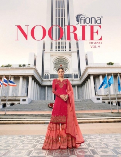 FIONA LAUNCH NOORIE VOL 9 SATIN GEORGETTE FABRIC PARTY WEAR COLLETION WHOLESALE DEALER BEST RATE BY GOSIYA EXPORTS SURAT (1)