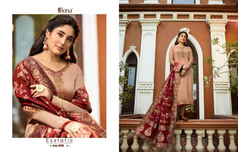 FIONA PRESENTS KRITIKA GEORGETTE FABRIC DRESS MATERIAL WITH EMBROIDERY AND JACQUARD DUPATTA WHOLESALE DEALER BEST RATE