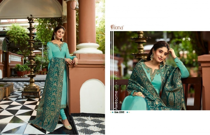 FIONA PRESENTS KRITIKA GEORGETTE FABRIC DRESS MATERIAL WITH EMBROIDERY AND JACQUARD DUPATTA WHOLESALE DEALER BEST RATE  (519)