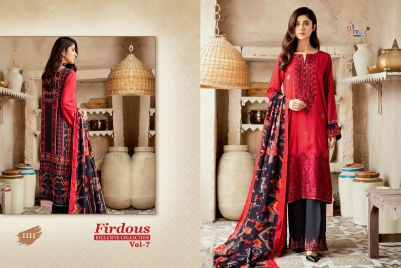 FIRDOUS EXCLUSIVE COLLECTION VOL-7 SHREE FABS 1111-1117 SERIES PAKISTANI DESIGNER SUITS COLLECTI