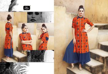 FOUR BUTTONS MIRAGE PRINTED RAYON KURTIS CATALOG WHOLESALE RATE (3)