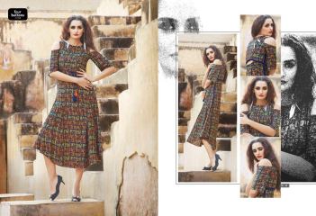FOUR BUTTONS MIRAGE PRINTED RAYON KURTIS CATALOG WHOLESALE RATE (7)