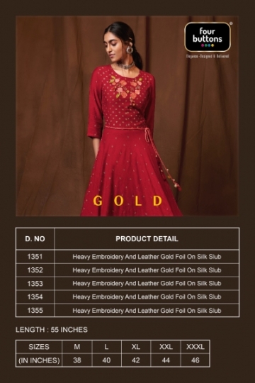 FOUR BUTTONS PRESENTS GOLD SLUB SILK FABRIC DOWN STYLE KURTI  WHOLESALE DEALER BEST RATE BY GOSIYA EXPORTS SURAT (7)