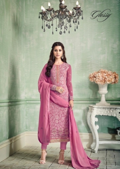 GLOSSY PRESENT INARA 18027-18031 SERIES GEORGETTE FANCY DRESS MATERIAL CATALOGUE WHOLESALE DEALER BEST RATE BY GOS (49)